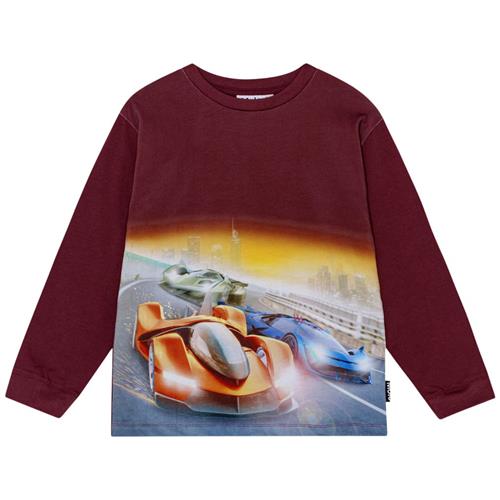 Se Molo GOTS Rube Langærmet T-shirt Fast Game | Rød | 104 cm ved Babyshop