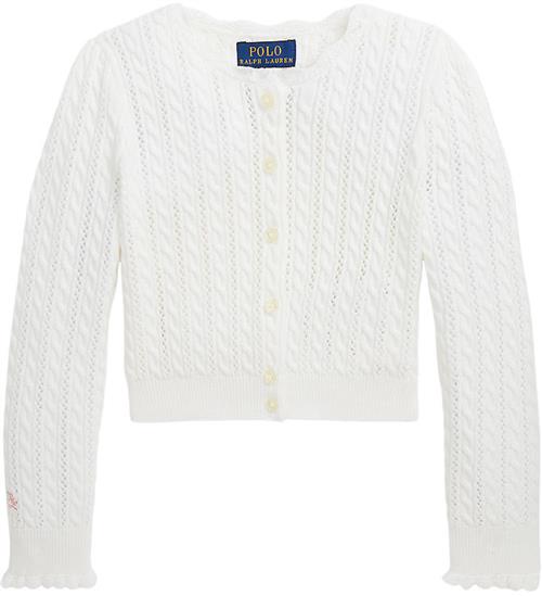 Polo Ralph Lauren Cardigan - Strik - Hvid m. HulmÃ¸nster