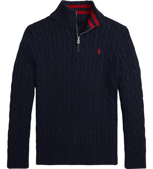 Se Polo Ralph Lauren Bluse m. LynlÃ¥s - Strik - Navy ved KidsWorld