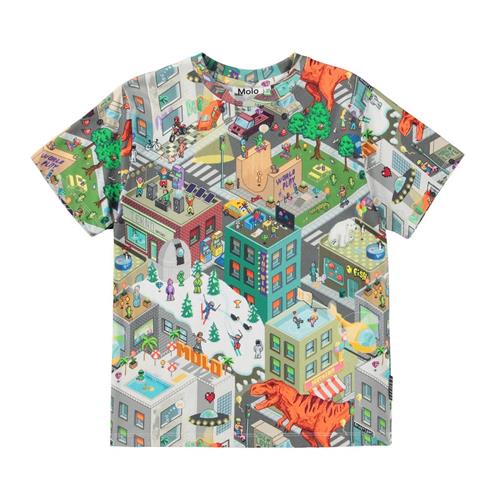 Se Molo GOTS Rodney T-shirt Pixelhagen | Grå | 104 cm ved Babyshop