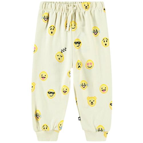 Molo GOTS Simeon Joggingbukser Happy Pixels 92 cm  Creme  92 cm  Unisex
