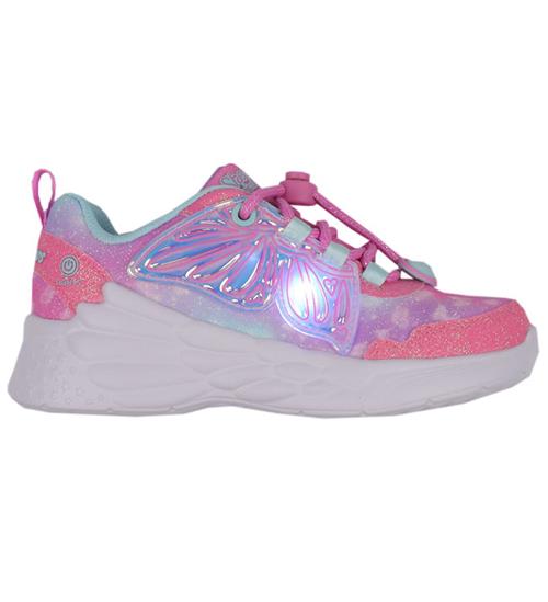 Se Skechers Skechers Sko m. Lys - Wing Brites - Pink/Turquoise ved KidsWorld