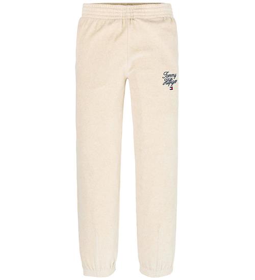 Se Tommy Hilfiger Velourbukser - Script - Heathered Oat ved KidsWorld