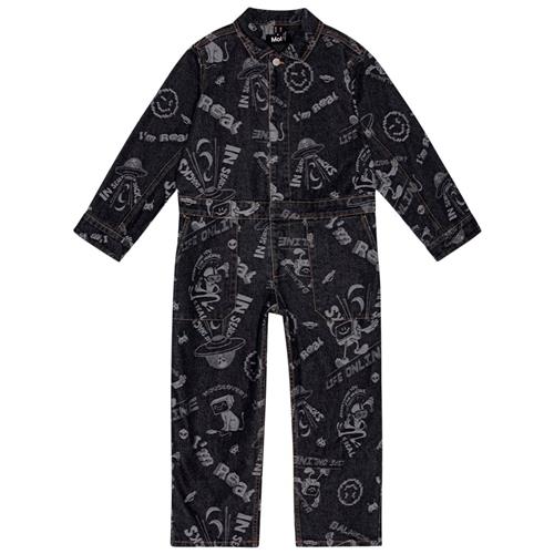 Se Molo Ayo Jumpsuit Comic Jacquard | Sort | 146/152 cm ved Babyshop