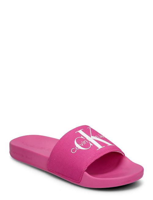 Se Calvin Klein Slide Monogram Co Calvin Klein Pink ved Booztlet