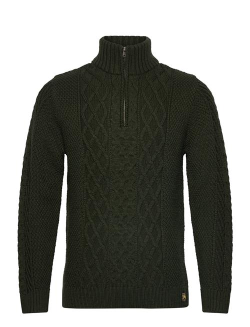 Se Superdry Jacob Cable Knit Half Zip Superdry Green ved Booztlet