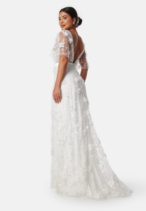 Bubbleroom Occasion Embroidered Floral Wedding Gown White 34