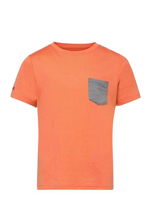 Se Bergans Myske Wool Youth Tee Navy Mel/Solidgrey 128 Bergans Orange ved Booztlet