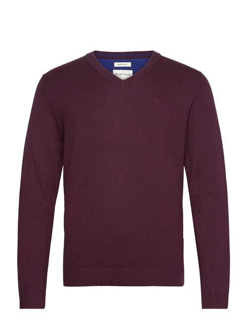 Se Tom Tailor Basic V-Neck Knit Tom Tailor Burgundy ved Booztlet