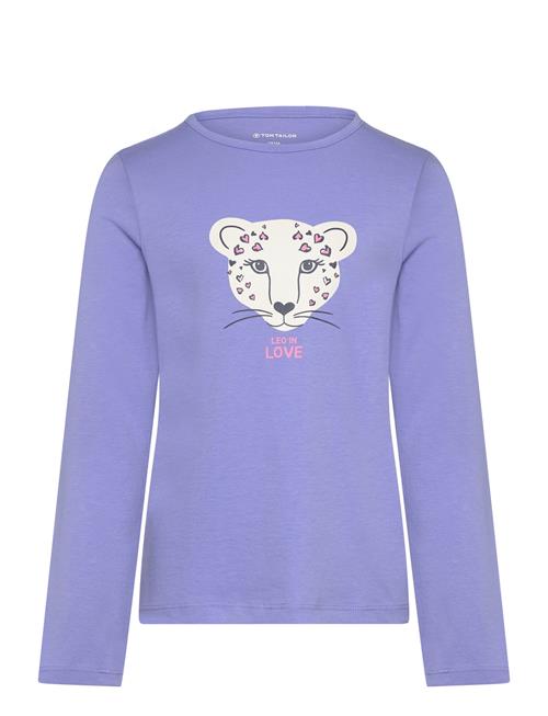 Se Tom Tailor Printed Longsleeve Tom Tailor Purple ved Booztlet