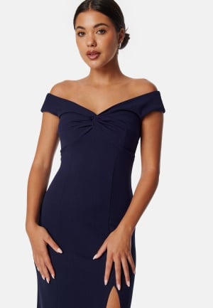 Bubbleroom Occasion Twist Off Shoulder Gown Dark blue 3XL