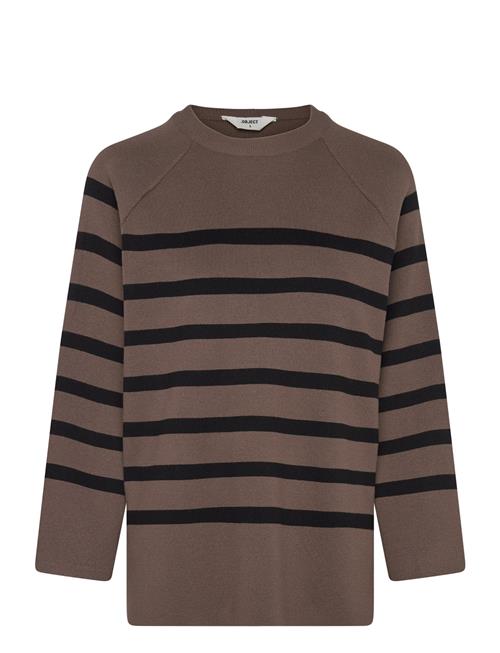 Se Object Objester Ls Knit Top Noos Object Brown ved Booztlet