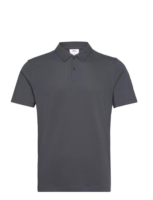 Se Mango Slim-Fit Cotton Piqué Textured Polo Shirt Mango Grey ved Booztlet