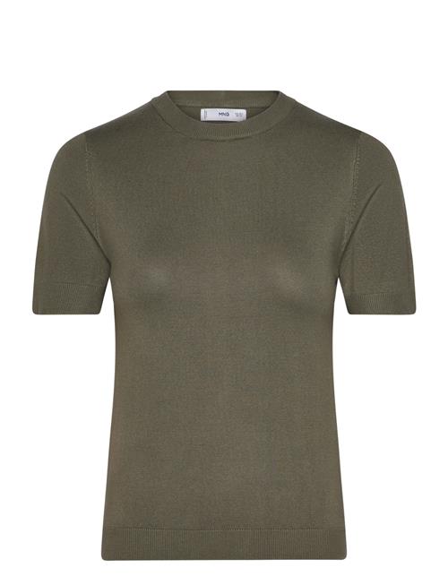 Short-Sleeved Fine-Knit Sweater Mango Khaki