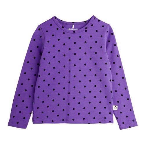 Se Mini Rodini GOTS Polkaprikmønstret Langærmet T-shirt Lilla | Lilla | 104/110 cm ved Babyshop