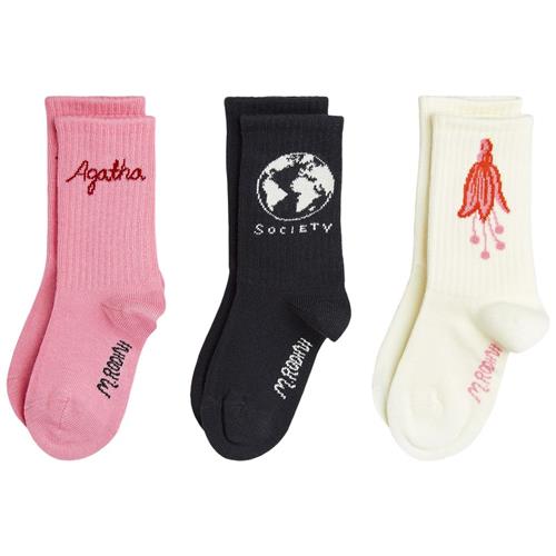 Se Mini Rodini 3-pak GOTS Agatha Strømper Multifarvede | Lyserød | 24-27 EU ved Babyshop