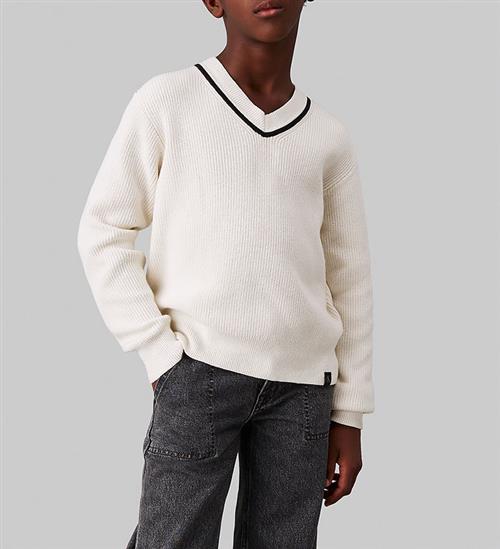 Se Calvin Klein Calvin Klein Bluse - Strik - Hvid ved KidsWorld