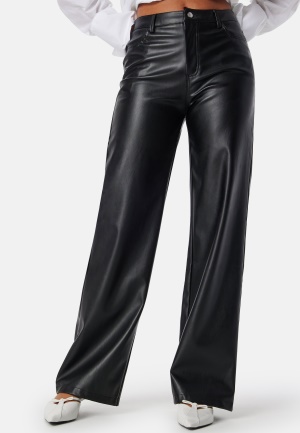 BUBBLEROOM Straight PU Trousers Black 46