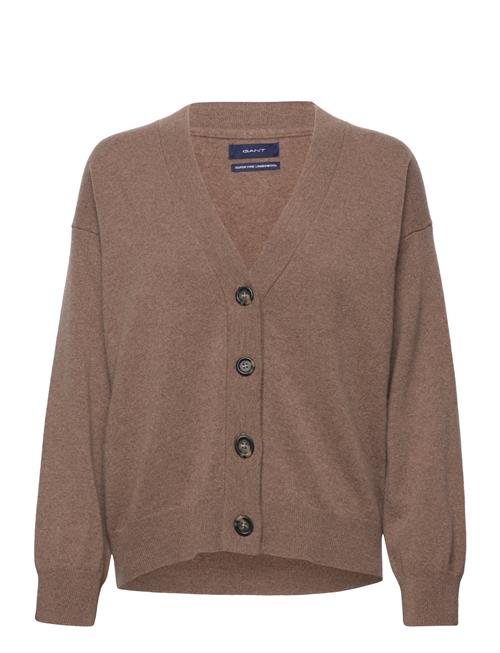 Se GANT Superfine Lambswool Cardigan GANT Brown ved Booztlet