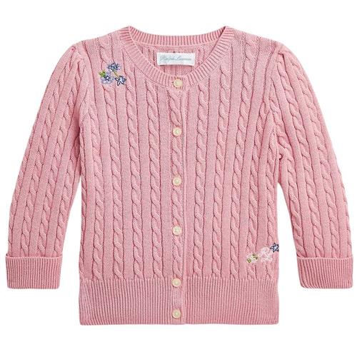 Ralph Lauren Kabelstrikket Babycardigan Tickled Pink | Lyserød | 6 months