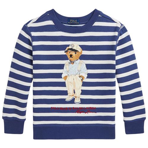 Se Ralph Lauren Stribet Sweatshirt Lys Navy | Blå | 94-100 cm ved Babyshop