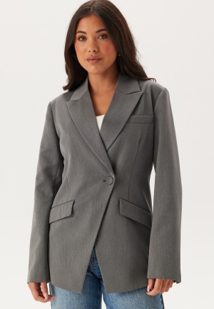 Se BUBBLEROOM Single Button Blazer Dark grey 46 ved Bubbleroom