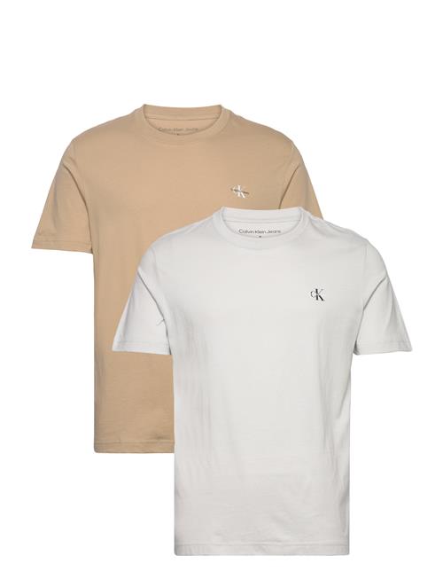 Se Calvin Klein Jeans 2 Pack Monologo T-Shirt Calvin Klein Jeans Beige ved Booztlet