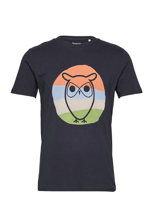 Alder Colored Owl Tee - Gots/Vegan Knowledge Cotton Apparel Blue