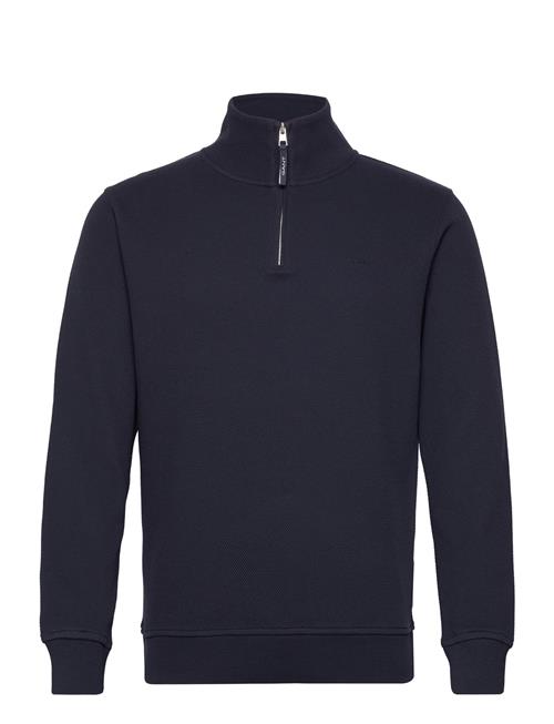 Se GANT Waffle Texture Half Zip GANT Navy ved Booztlet