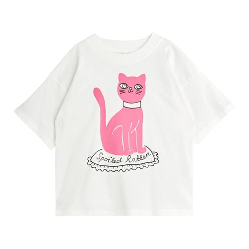 Se Mini Rodini GOTS Cat T-Shirt Hvid | Hvid | 104/110 cm ved Babyshop