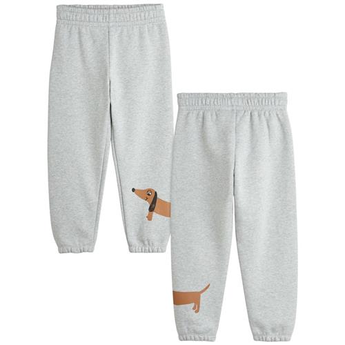 Se Mini Rodini GOTS Dog Joggingbukser Gråmeleret | Grå | 128/134 cm ved Babyshop