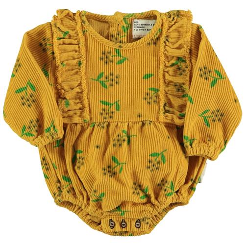 Piupiuchick Blomstret Romper Sennepsgul | Gul | 18 months