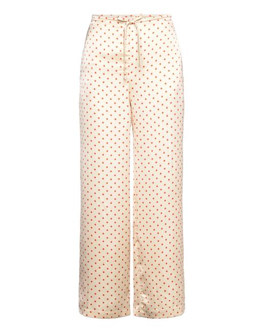 Se Object Objsateen Dot Straight Pant A Ss Fair 22 Object Beige ved Booztlet