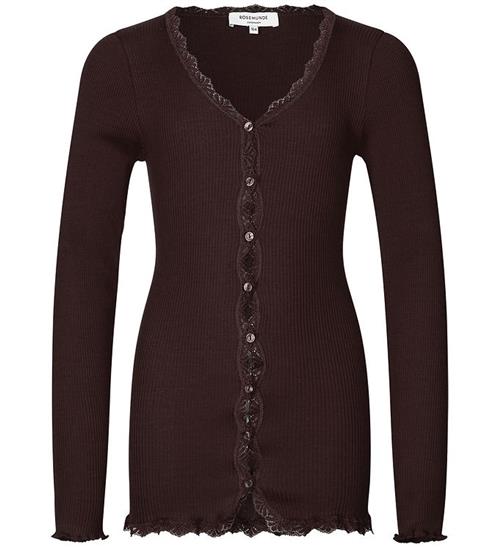 Se Rosemunde Cardigan - Silke/Bomuld - Rib - Dark Espresso ved KidsWorld