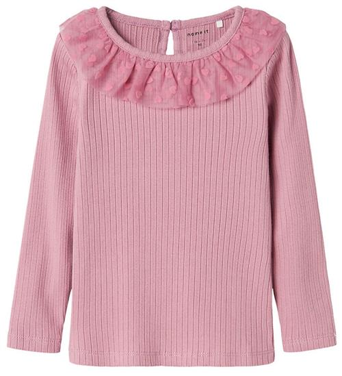 Se Name It Bluse - Rib - NmfNajas - Mauve Orchid m. Hjerter ved KidsWorld