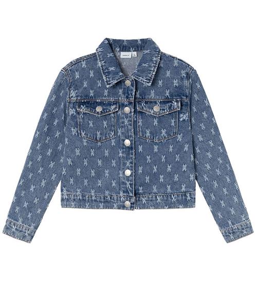 Se Name It Denimjakke - NkfPhine - Dark Blue Denim m. MÃ¸nster ved KidsWorld