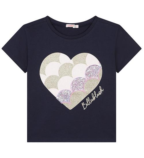 Se Billieblush Billieblush T-shirt - Navy/Hjerte/Glitter ved KidsWorld