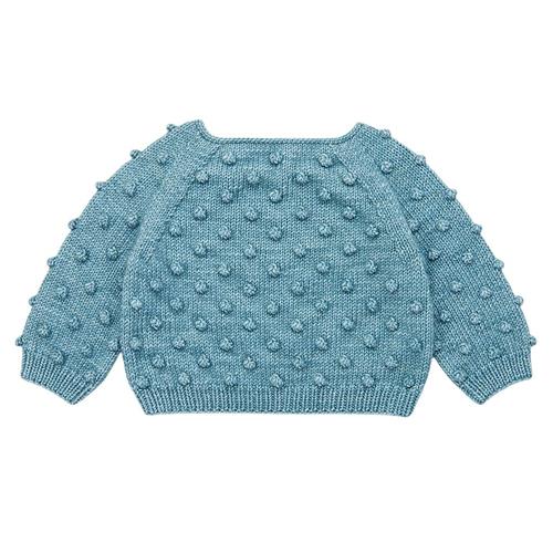 Se Misha & Puff Popcorn Strikket Trøje Til Baby Yonder | Blå | 0-6 months ved Babyshop