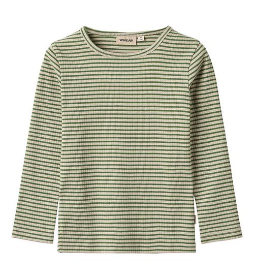 Se Wheat Bluse - Rib - Stig - Elm Green Stripe ved KidsWorld