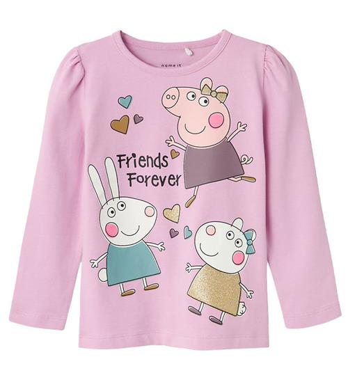 Se Name It Bluse - NmfAmanda - Peppa Pig - Pastel Lavender m. Glimm ved KidsWorld