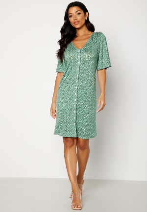 Happy Holly Malini button frill dress Green / Floral 36/38