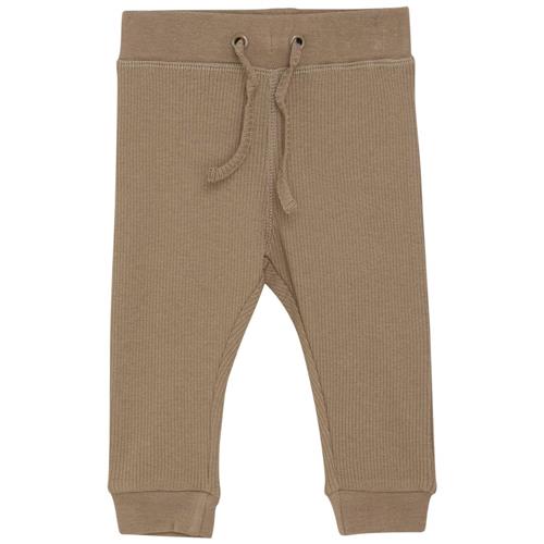 Se Minymo Ribbede Baby-leggings Taupe Gray | Brun | 68 cm ved Babyshop