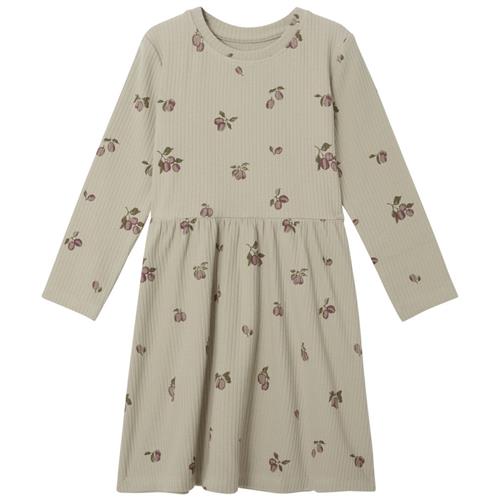 garbo&friends Mønstret Ribbet Baby-kjole Prune Green | Grønn | 86/92 cm