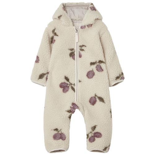 Se garbo&friends Mønstret Flyverdragt I Bamsefleece Prune Beige | Beige | 62/68 cm ved Babyshop