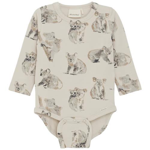 Se Minymo Mønstret Babybody Moonbeam | Grå | 62 cm ved Babyshop