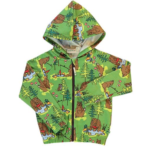 Se Småfolk Hoodie with bears  Moss Green | Grønn | 2-3 years ved Babyshop