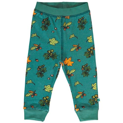 Se Småfolk Baby leggings with Fall leaves  Petroleum Green | Grønn | 92 cm ved Babyshop