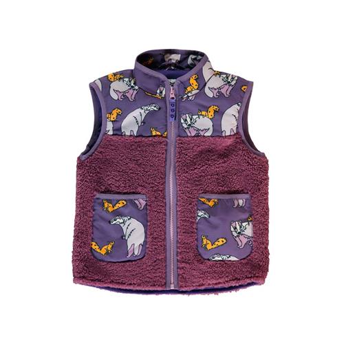 Småfolk Fleece vest with badger and squirrel  Loganberry | Lilla | 1-2 years