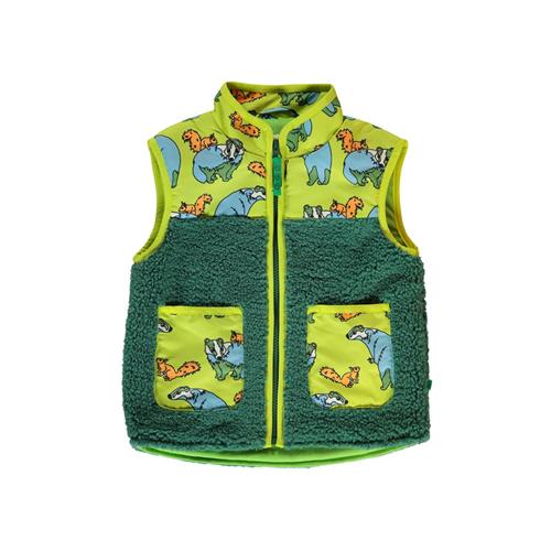 Se Småfolk Fleece vest with badger and squirrel  Pear Green | Grønn | 2-3 years ved Babyshop