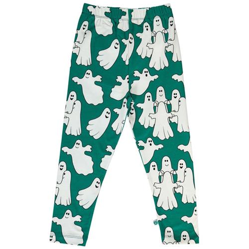 Se Småfolk Leggings with ghosts  Petroleum Green | Grønn | 4-5 years ved Babyshop